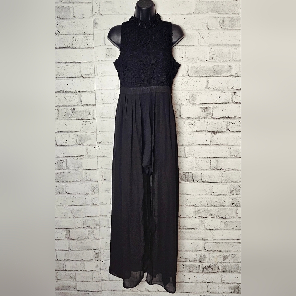 Streetwear Society Black Lace Bodice Jumpsuit